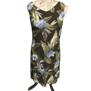 Tommy Bahama silk blue floral tropical sleeveless dress 8